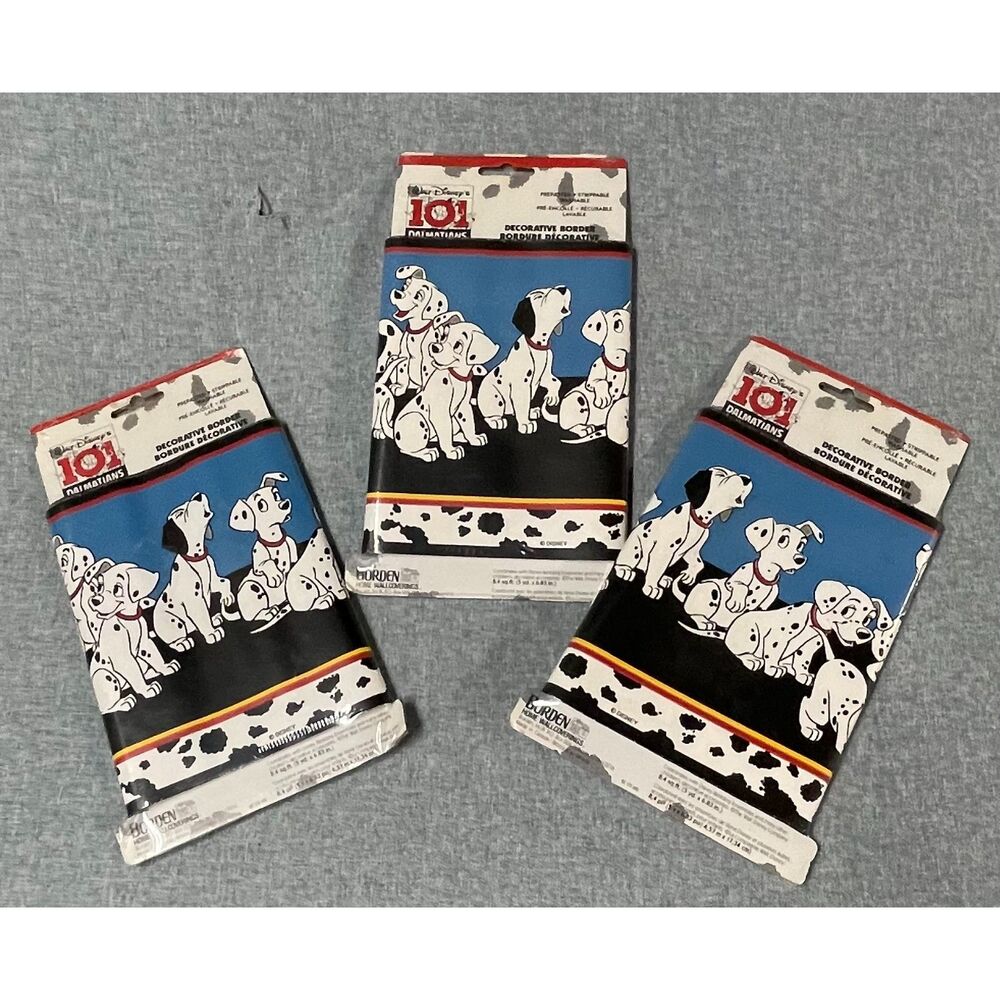 Vintage 90s Disney 101 Dalmatians Wallpaper Border Sealed Lot of 3 Borden